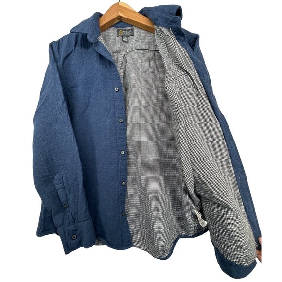 Wallin & Bros Men Button Shirt Sz M Shacket Heavy Lined Soft Blue Cotton Flannel - Picture 1 of 16
